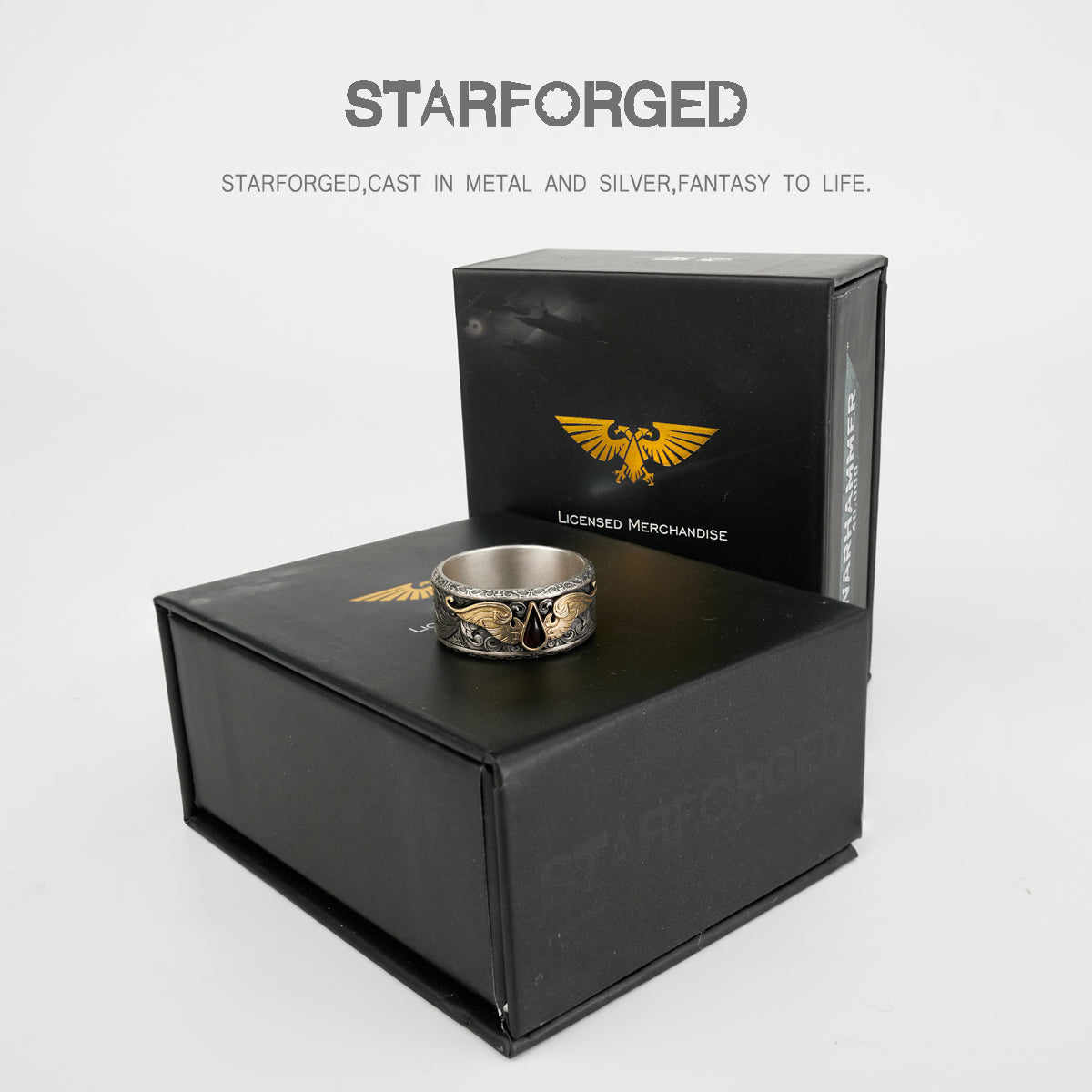 Starforged Blood Angels of Sanguinius Space Marines Men's Fashion Jewelry Gold Rings