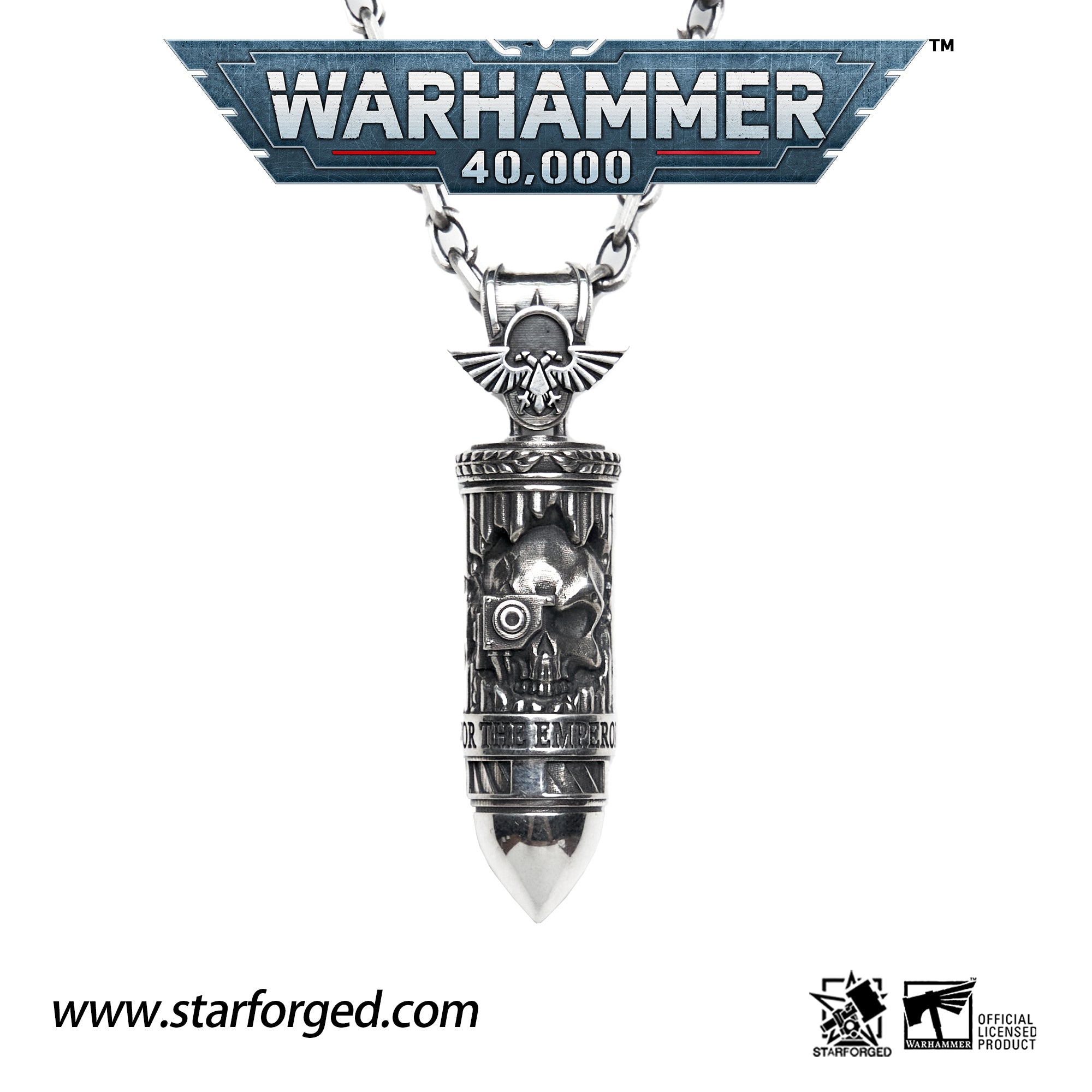 Warhammer 40K Truesilver Bolt Pendant Angel of death Bolter Necklace by Starforged 