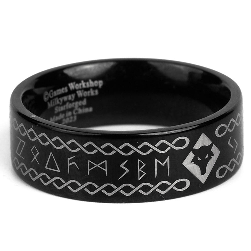 Starforged Warhammer 40K Orks & Fenrisian wolves Leagues of Votann Steel Men's Ring