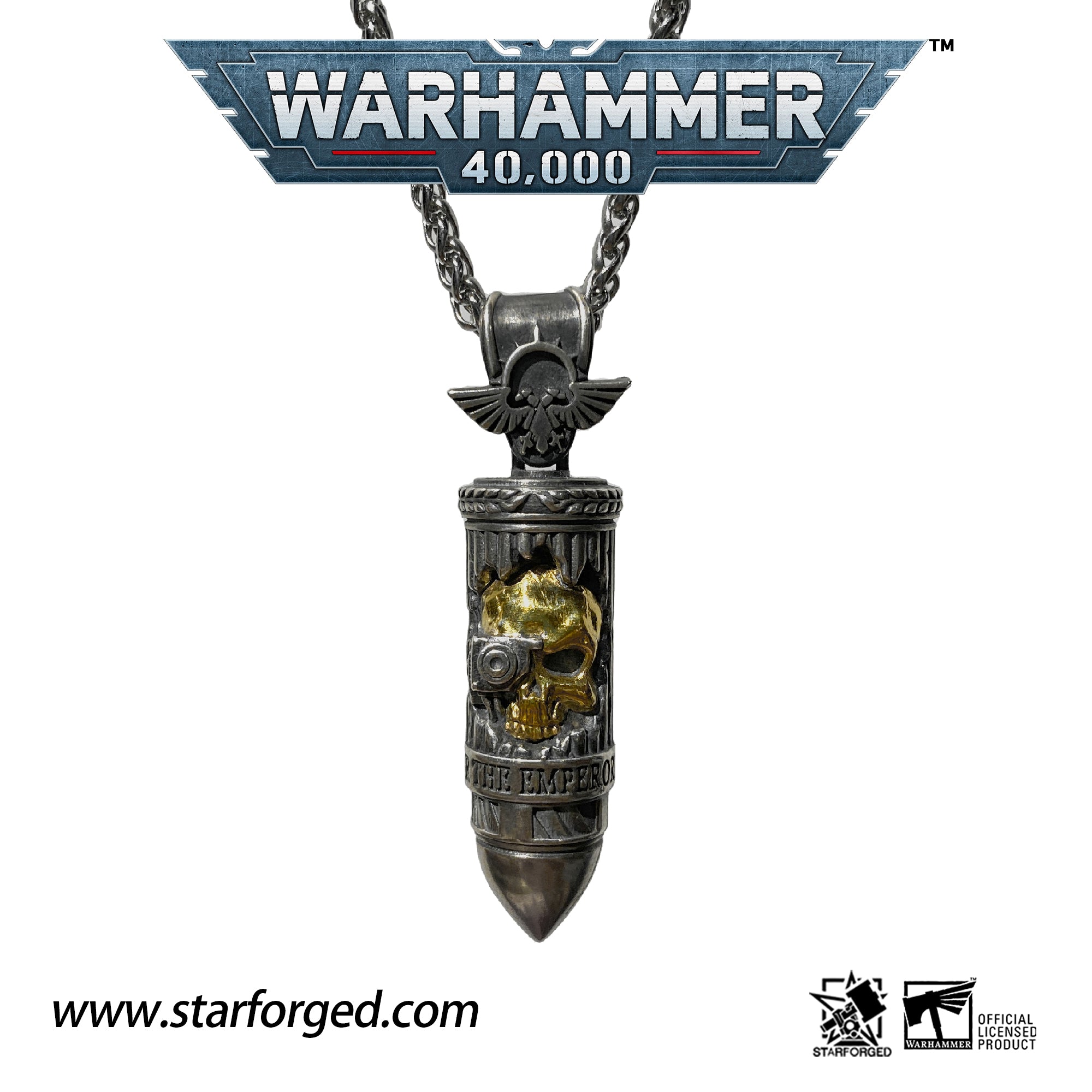 Warhammer 40K Truesilver Bolt Pendant Angel of death Bolter Necklace by Starforged 