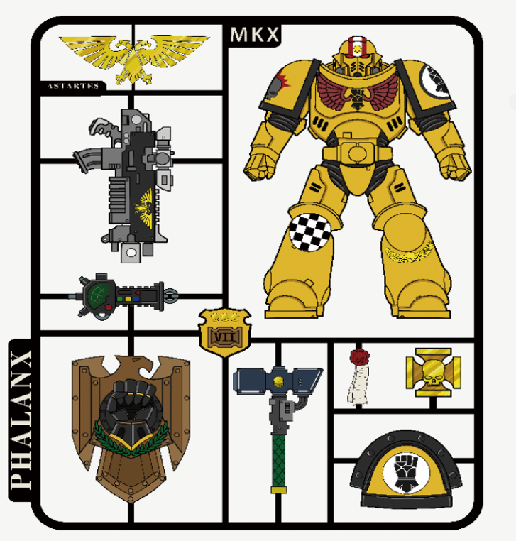 Warhammer 40K Themed T-Shirt Imperial Fist Kit Frame Praetorian of Terra Short Sleeve Tee Other