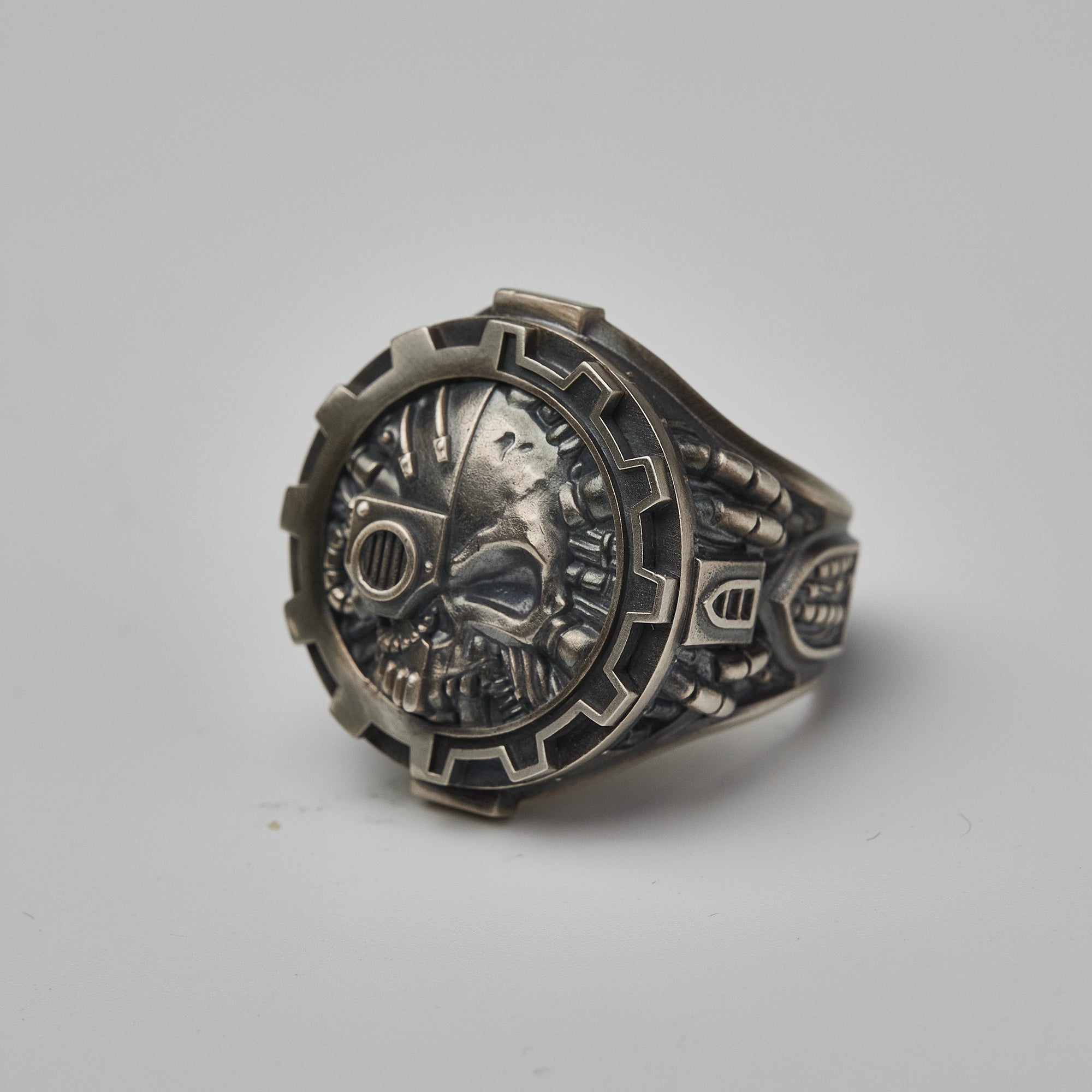 Warhammer 40K Adeptus Mechanicus Seal of Machine God Silver Ring Punk Style Ring By Starforged