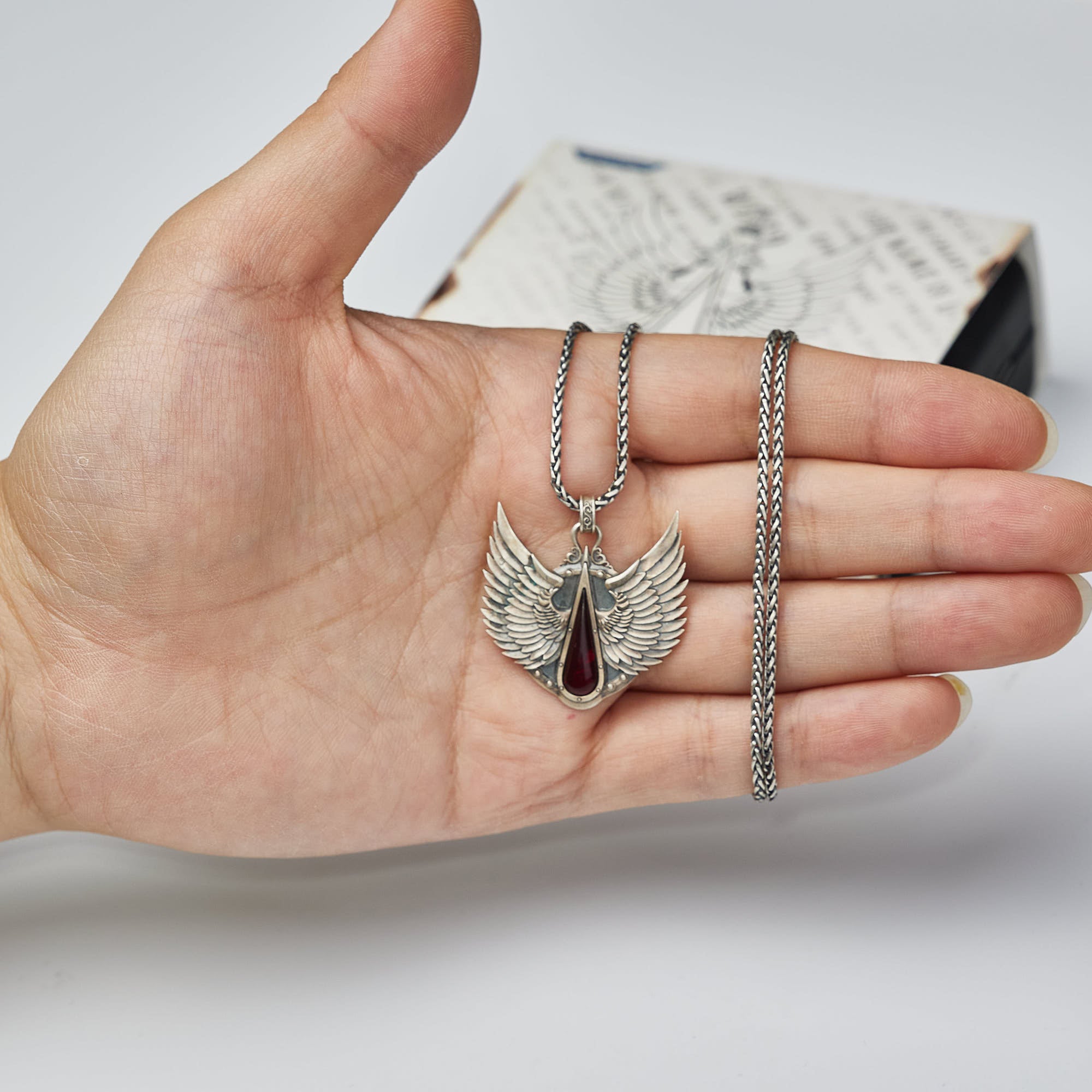 Warhammer 40K Blood Angels Wings Sanguine Pendant Necklace 925 Silver