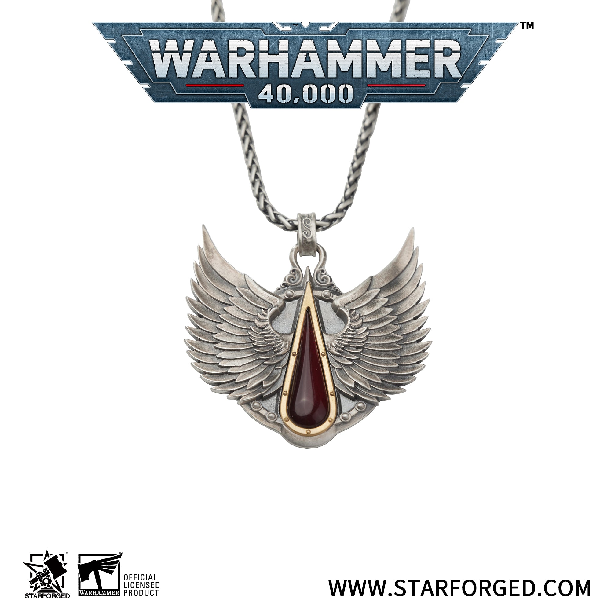 Warhammer 40K Blood Angels Wings Sanguine Pendant Necklace Gold by Starforged