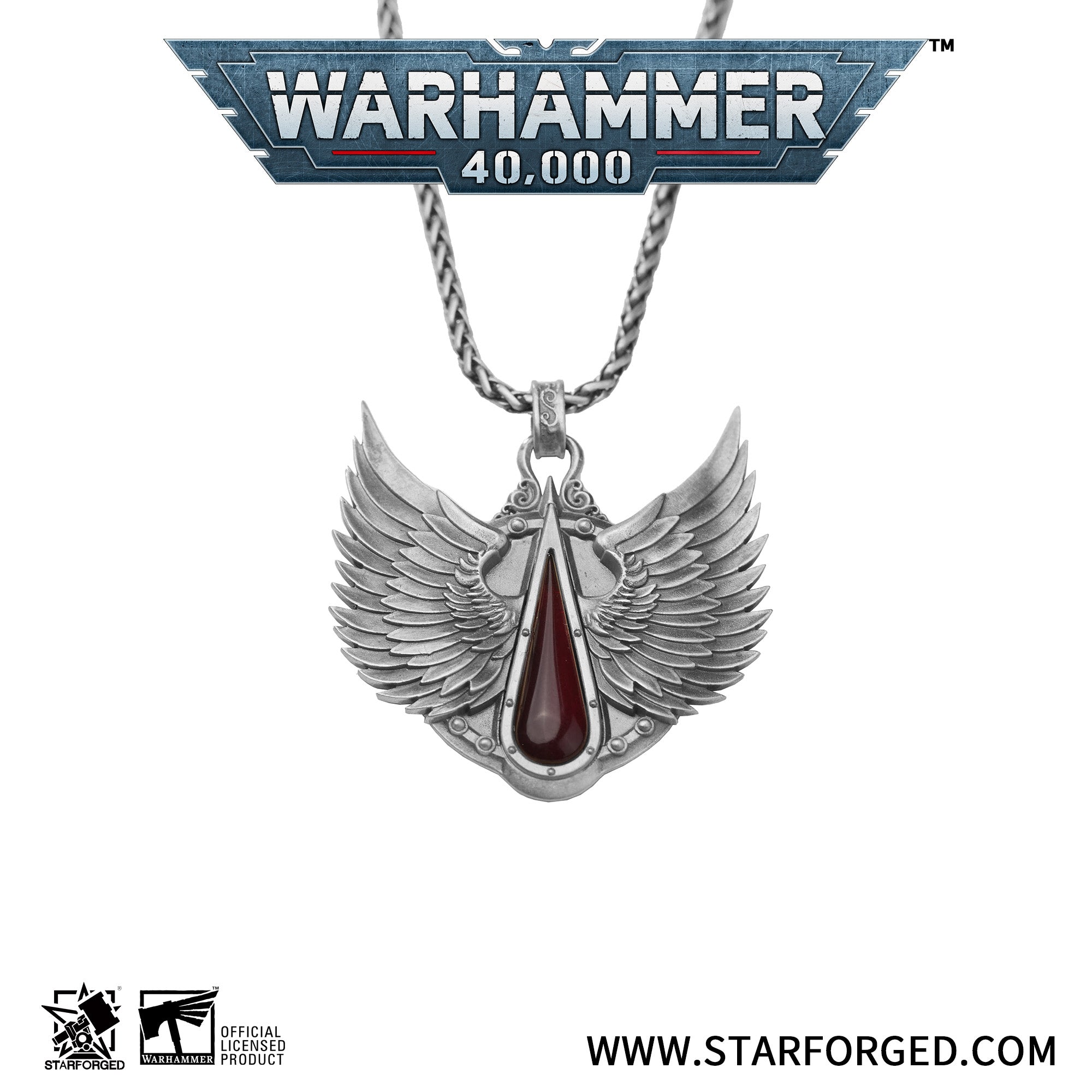 Warhammer 40K Blood Angels Wings Sanguine Pendant Necklace 925 Silver by Starforged